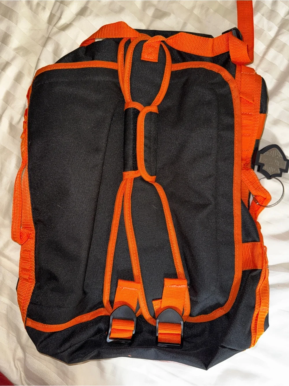 Harley-Davidson Black and Orange Duffel Bag